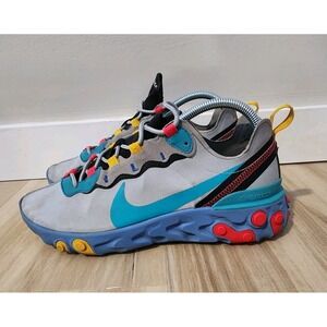 NIKE REACT ELEMENT 55 SNEAKERS MENS SIZE 8.5 WOMENS SIZE 10 TEAL NEBULA PERFORM